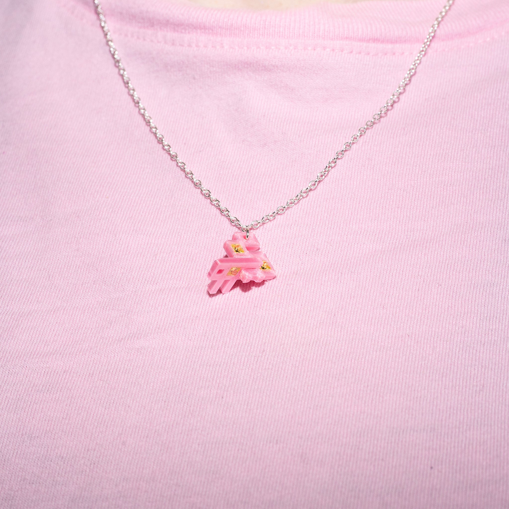 PLA, Silver & Cubic Zirconia Pink Connection Necklace